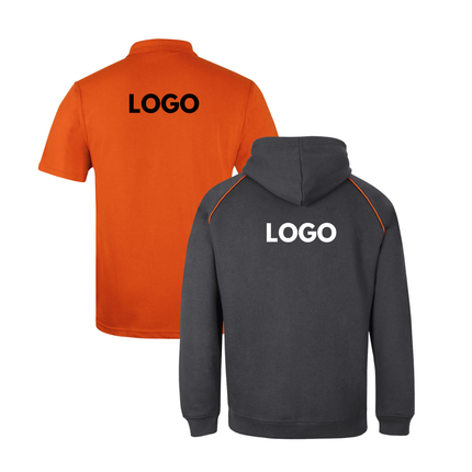 JB's Wear Uniform Bundle – 4 Polo Shirts + 2 Contrast Hoodies with Free Front Logo Embroidery