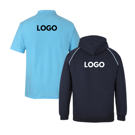 JB's Wear Uniform Bundle – 4 Polo Shirts + 2 Contrast Hoodies with Free Front Logo Embroidery