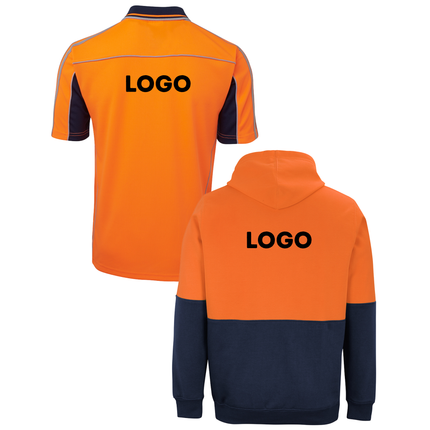 JB's Wear Hi-Vis Custom Workwear Bundle – 4 Polo Shirts + 2 Hoodies with Free Logo