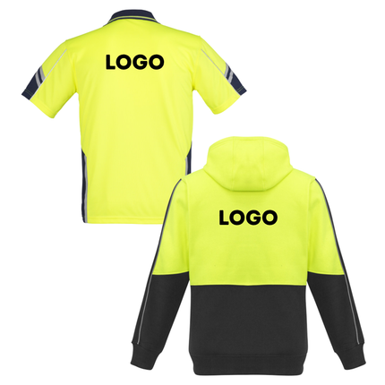 Syzmik Hi-Vis Safety Custom Workwear Bundle – 4 Polo Shirts + 2 Hoodies with Free Logo