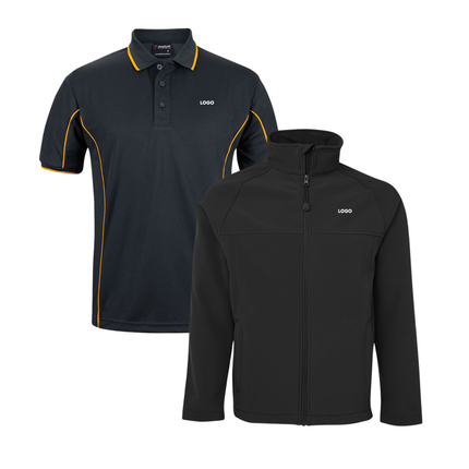 Jb's Wear 4 Polo Shirt + 2 Softhshell Jacket, Front Embroidery - No Back