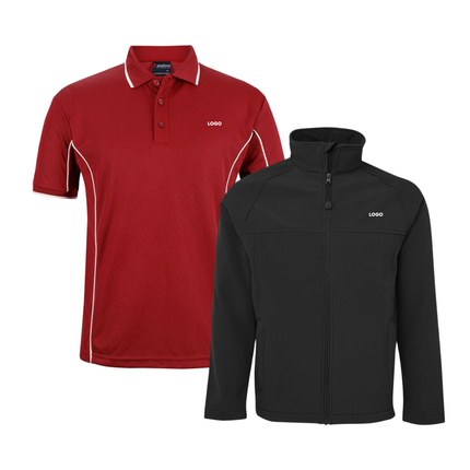 Jb's Wear 4 Polo Shirt + 2 Softhshell Jacket, Front Embroidery - No Back