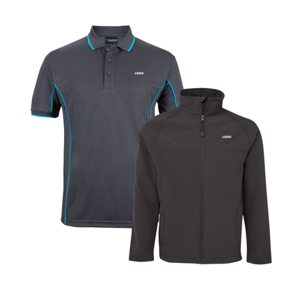Jb's Wear 4 Polo Shirt + 2 Softhshell Jacket, Front Embroidery - No Back