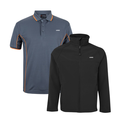 Jb's Wear 4 Polo Shirt + 2 Softhshell Jacket, Front Embroidery - No Back