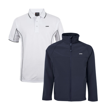 Jb's Wear 4 Polo Shirt + 2 Softhshell Jacket, Front Embroidery - No Back