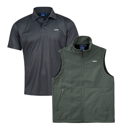 Winning Spirit Custom Workwear Bundle – 4 Polo Shirts + 2 Softshell Vests (Free Logo)