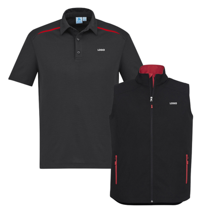Biz Collection 4 Polo Shirt + 2 Softhshell Vest, Front Embroidery - No back