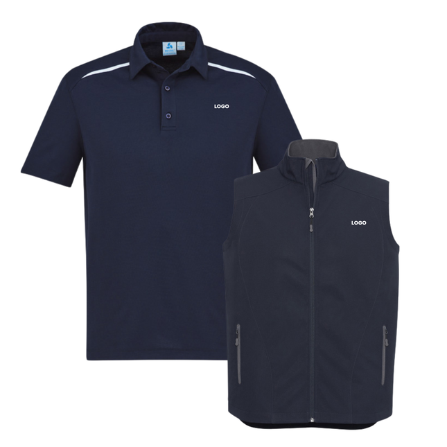 Biz Collection 4 Polo Shirt + 2 Softhshell Vest, Front Embroidery - No back