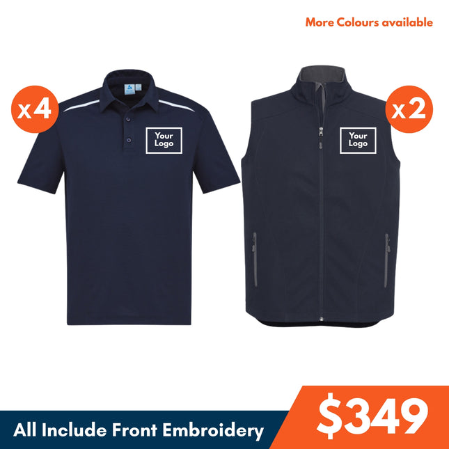 4 Polo Shirt + 2 Softhshell Vest, Front Embroidery - No back