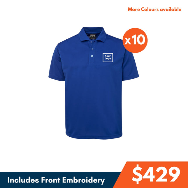 10 Poly Polo Shirt , Front Embroidery - No Back