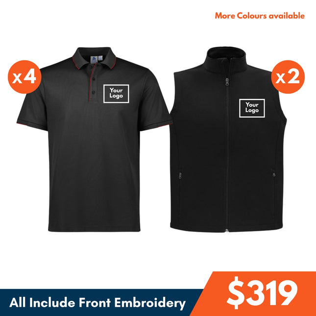 4 Polo Shirt + 2 Softhhell Vest, Front Embroidery - No back