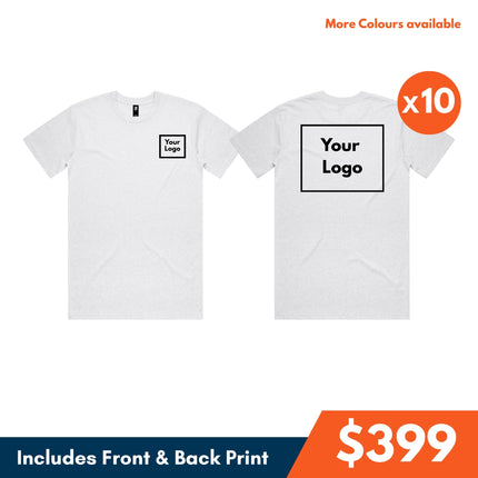 10 Cotton Tshirt, Front and Back DTF Print