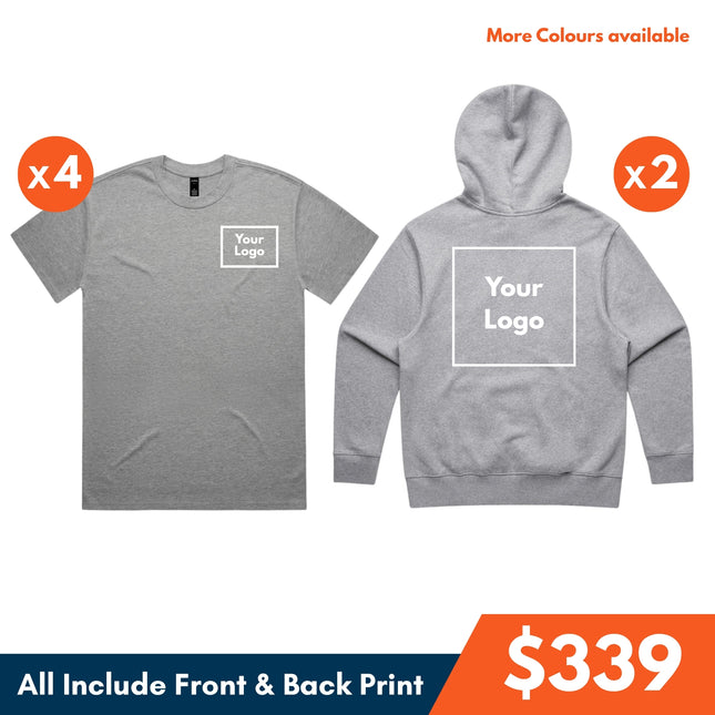 4 Tshirt + 2 Hoodie, Front and Back DTF Print