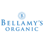 Bellamy’s Organic logo with a blue letter “B” inside a sunburst circle above the words “Bellamy’s organic” in blue font on a light background.