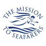 The logo for The Mission to Seafarers features a stylized blue angel flying above waves, with the organizations name curved around the image.