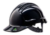 Black Suregard TG57 hard hat with adjustable suspension harness
