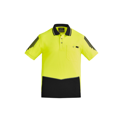 Syzmik ZH315 yellow/black short sleeve untaped hi vis polo, front view
