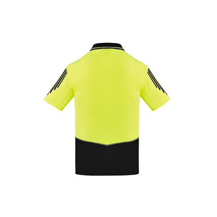 Syzmik ZH315 yellow/black short sleeve untaped hi vis polo, back view