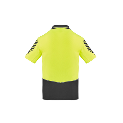 Syzmik ZH315 yellow/charcoal short sleeve untaped hi vis polo, back view