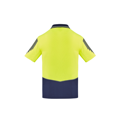 Syzmik ZH315 yellow/navy short sleeve untaped hi vis polo, back view