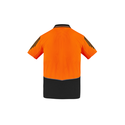 Syzmik ZH315 orange/black short sleeve untaped hi vis polo, back view