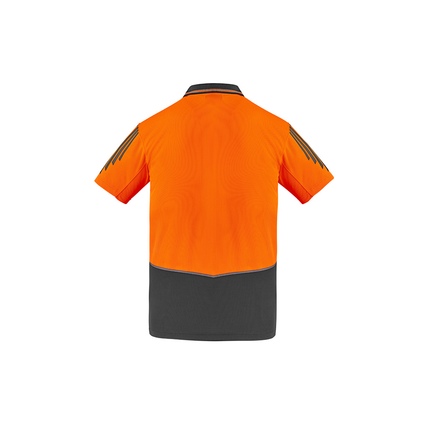 Syzmik ZH315 orange/charcoal short sleeve untaped hi vis polo, back view
