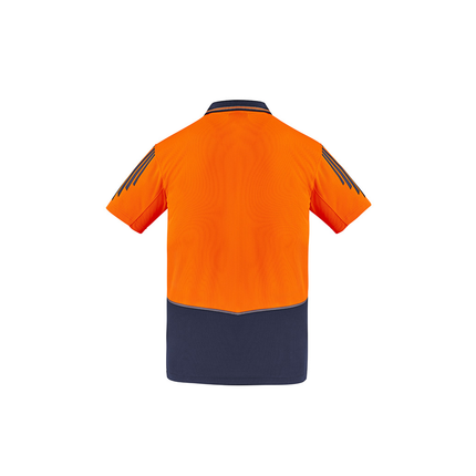 Syzmik ZH315 orange/navy short sleeve untaped hi vis polo, back view