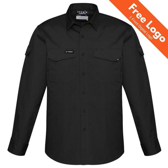 Men's Rugged Cooling Long Sleeve Work Shirt - Cotton Ripstop