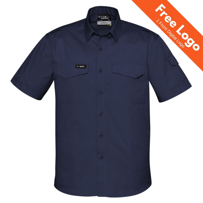 Men's Rugged Cooling Short Sleeve Work Shirt - Cotton Ripstop