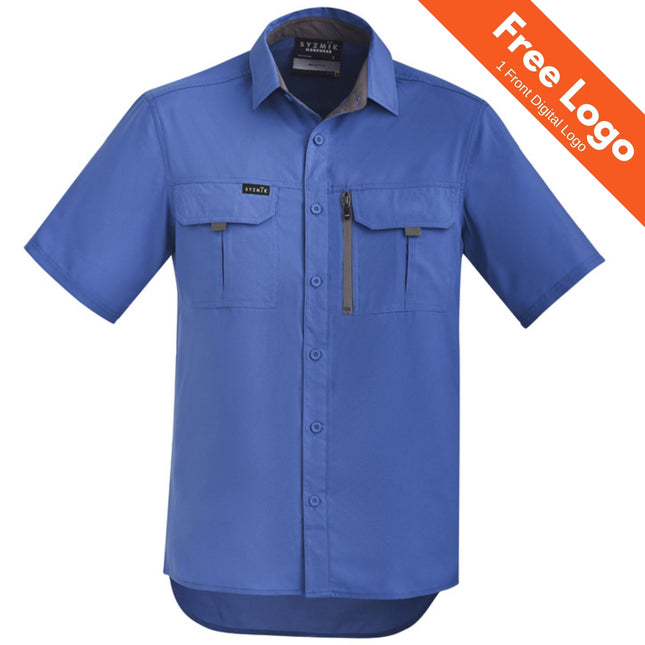Men's Lightweight Outdoor Short Sleeve Shirt - 100% Polyester Ripstop