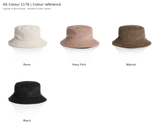 AS Colour 1176 bucket hat colour chart showing 4 storefront colours using original supplier photographs