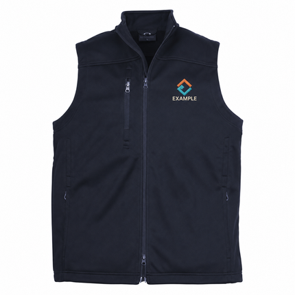 Biz Collection Men's Classic Softshell Vest in its original garment colour, with an illustrative EXAMPLE embroidered logo on the front chest. Logo example only; front embroidery only.