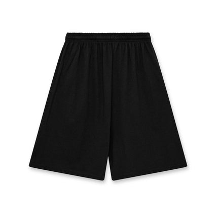 Champion 8187 Adult Cotton Gym Shorts in Black, back view.