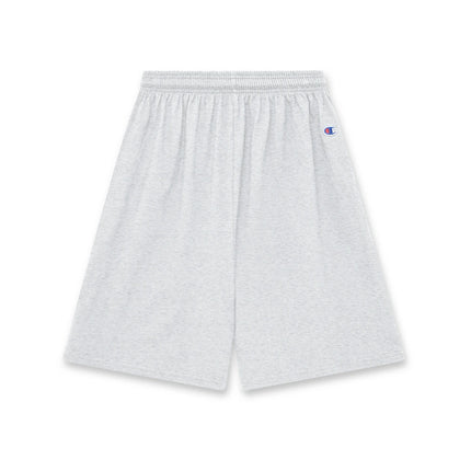 Champion 8187 Adult Cotton Gym Shorts in Silver Grey, front view.