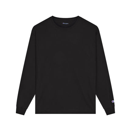 Champion CC8C Adult Long Sleeve T-Shirt in Black, front view.