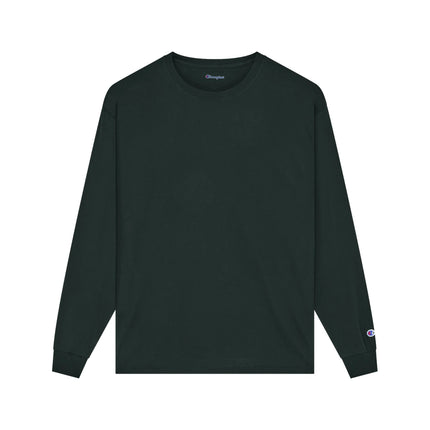 Champion CC8C Adult Long Sleeve T-Shirt in Dark Green, front view.