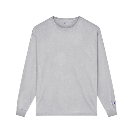 Champion CC8C Adult Long Sleeve T-Shirt in Light Steel, front view.