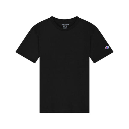 Champion CH1081 Youth Jersey T-Shirt in Black, front view.