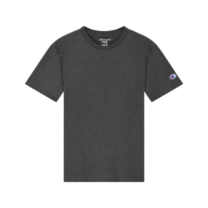 Champion CH1081 Youth Jersey T-Shirt in Charcoal Heather, front view.