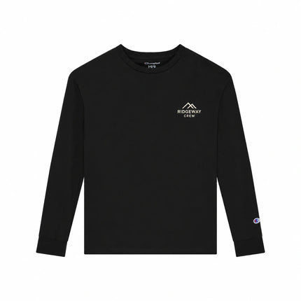 Champion CH1751 in Black, front view with an illustrative fictional company logo embroidered on the left chest.