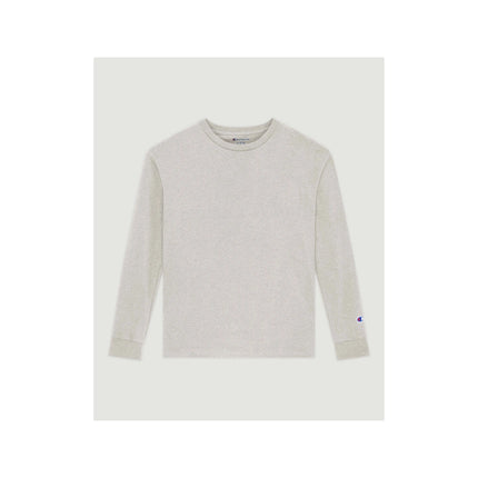 Champion CH1751 Youth Long Sleeve T-Shirt in Oatmeal Heather, front view.