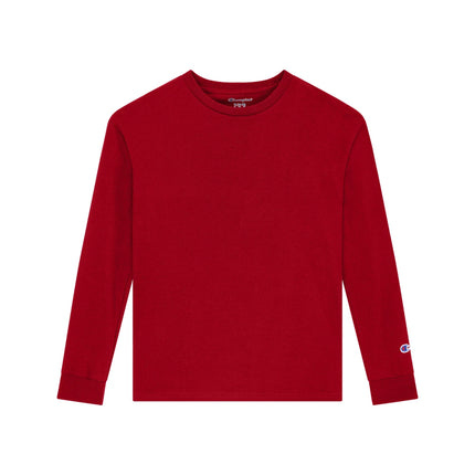 Champion CH1751 Youth Long Sleeve T-Shirt in Red, front view.