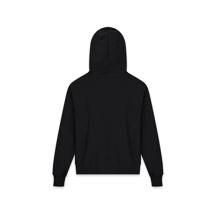 Champion S101 Adult Reverse Weave Pullover Hooded Sweatshirt in Black, back view.