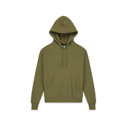Champion S101 Adult Reverse Weave Pullover Hooded Sweatshirt in Fresh Olive, front view.