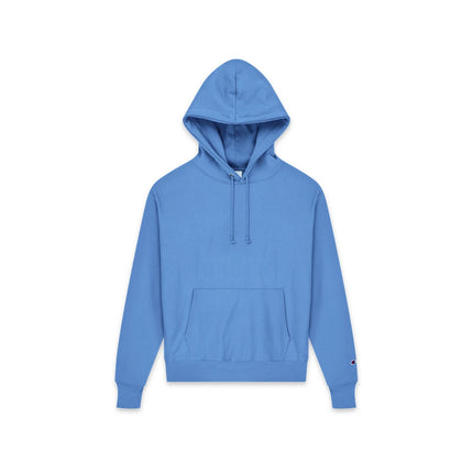 Champion S101 Adult Reverse Weave Pullover Hooded Sweatshirt in Light Blue, front view.