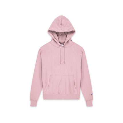 Champion S101 Adult Reverse Weave Pullover Hooded Sweatshirt in Pink Candy, front view.