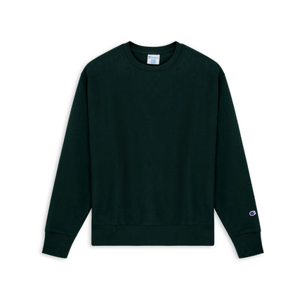 Champion S149 Adult Reverse Weave Crew Sweatshirt in Dark Green, front view.
