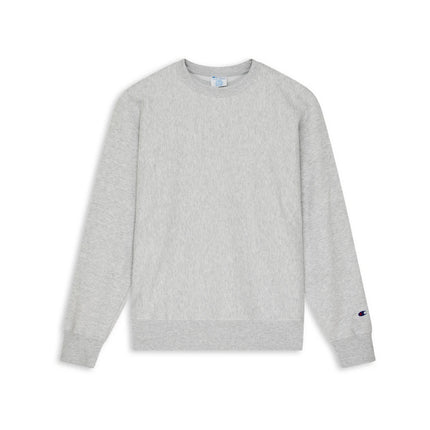Champion S149 Adult Reverse Weave Crew Sweatshirt in Silver Grey, front view.