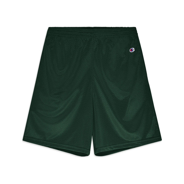 Champion S162 Adult Mesh Shorts with Pockets in Athletic Dark Green, front view.