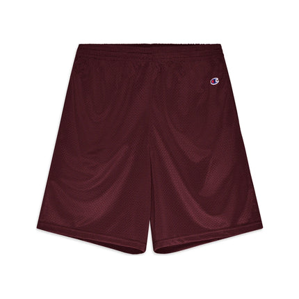 Champion S162 Adult Mesh Shorts with Pockets in Maroon, front view.